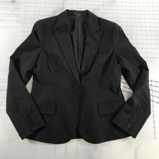 Theory Blazer Womens 12 Black Wool Blend One Button Tailored Work Jacket