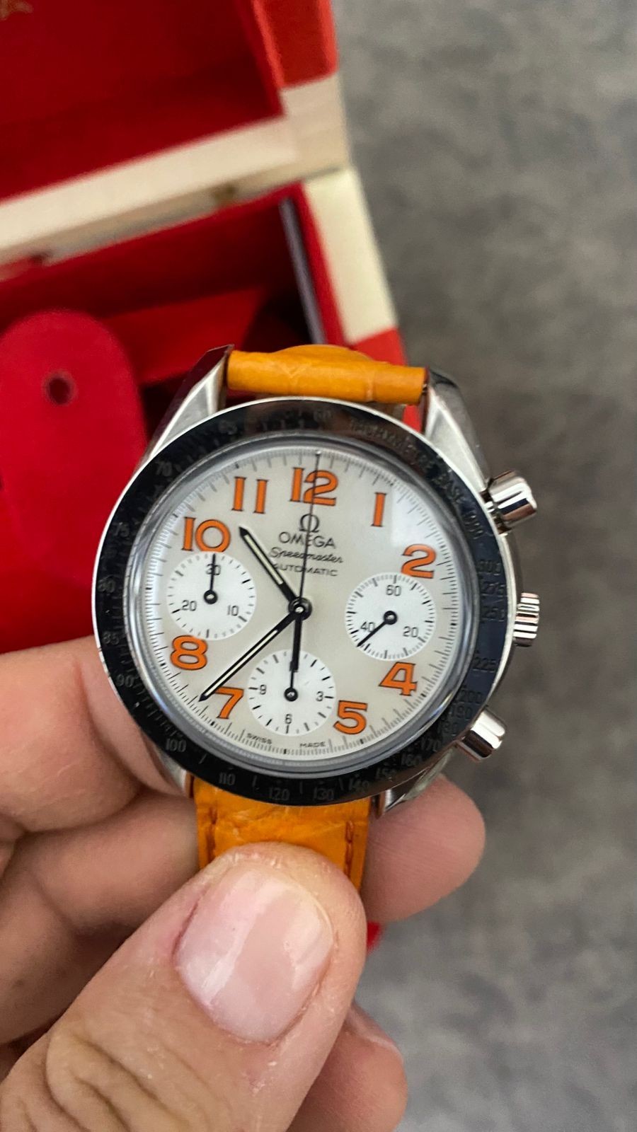 OMEGA Speedmaster Automatic white dial. Two Leath… - image 1