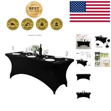 Universal Stretch Tablecloth in Black, Perfect for Weddings and Events - 72"x30"