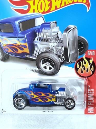 Hot Wheels Flames 32 Ford #223/365 Blue 1:64 Scale