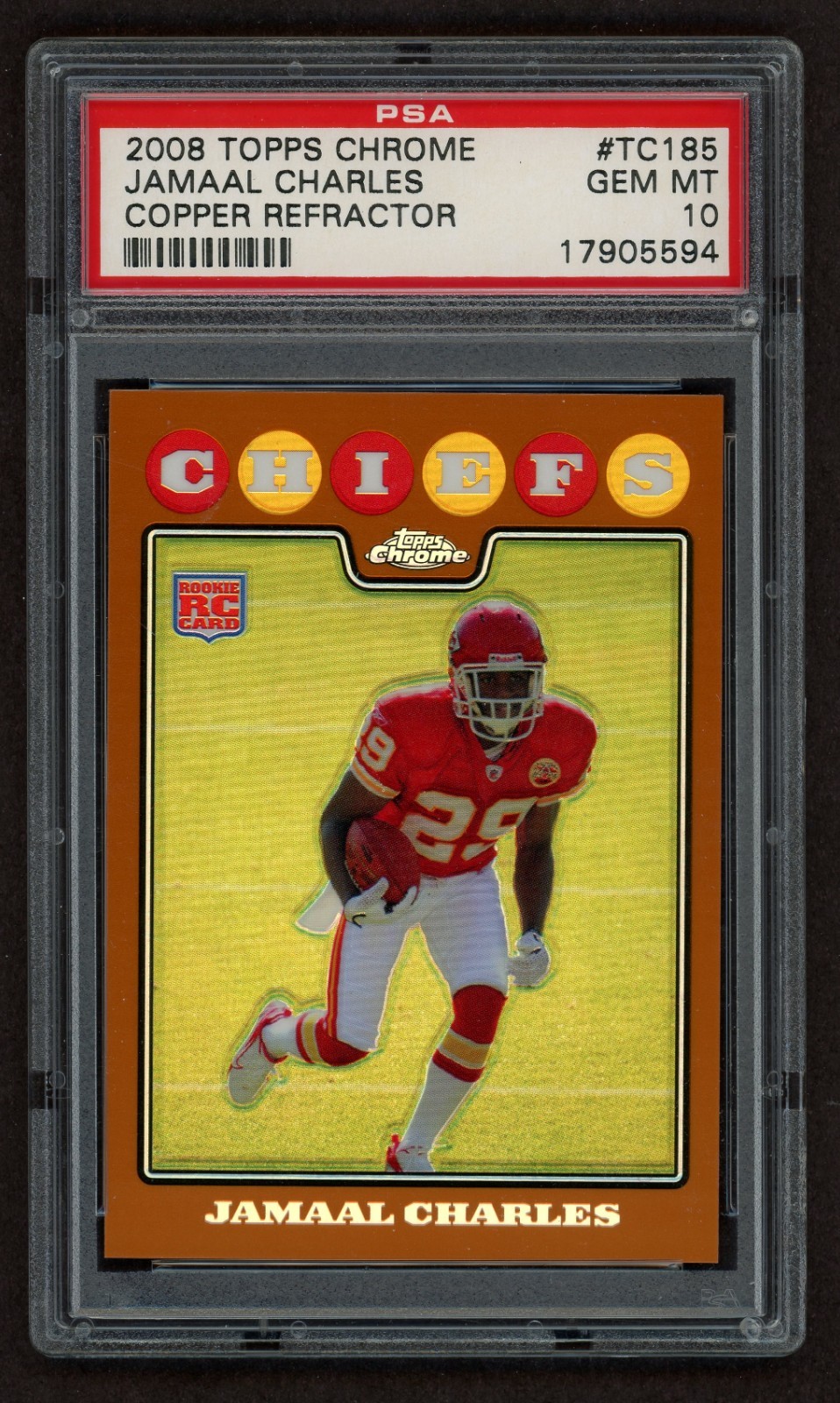 2008 Topps Chrome Jamaal Charles Copper Refractor 341/425 RC Rookie PSA 10