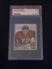 1950 BOWMAN FOOTBALL CARD #143 NORM STANDLEE 49'ERS PSA 5 EX