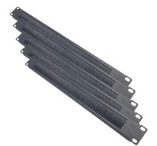 5 Pack 1U Brush Cable Manager Horizontal Rack Mount Cable Management Strip Panel