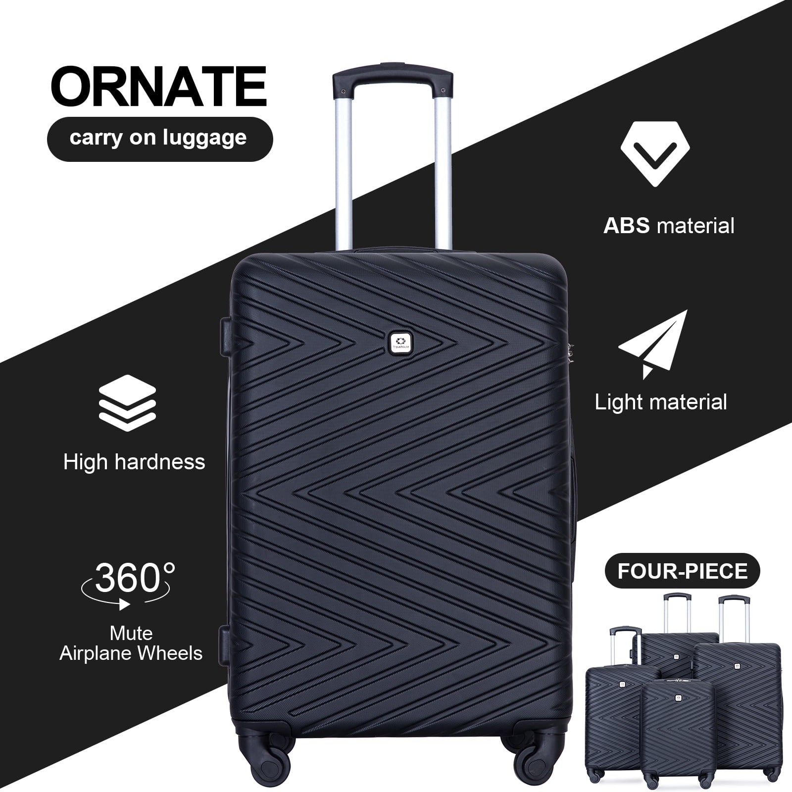 Travelhouse 4 Piece Hardshell Luggage Set Hardside Lightweight Suitcase w/TSA