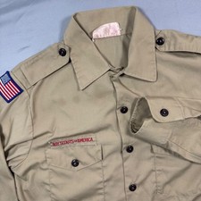 VTG Boy Scouts of America Official Mens Long Sleeve Shirt Sz M Uniform Patches