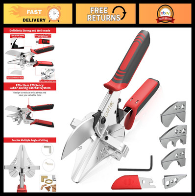 Adjustable Multi-Angle Ratchet Miter Shears for Trim, Molding & Quarter Round -