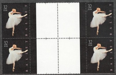 US. 3237. 32c. American Ballet. Block of 4 w/Gutter. MNH. 1998