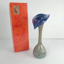 Art Nouveau Jack in the Pulpit Vase Iridescent Swirl Art Glass 11" H Czech. Sign