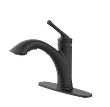 Glacier Bay Hemming Single-Handle Pull-Out Sprayer Kitchen Faucet in Matte Black