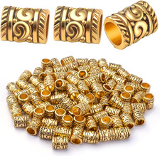 100Pcs Antique Gold Large Hole Spacer Beads Tibetan Alloy Barrel Column Hollow T