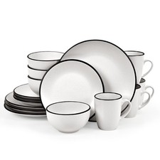16 Pieces Stoneware Dinnerware Set, Speckled Ceramic Plates and Bowls Mugs Se...