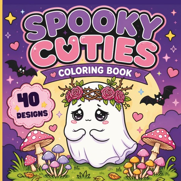 Malbuch FüR Erwachsene & Teens, Spooky Cuties, Geister, Tiere, Hexen, Halloween-image