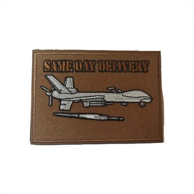 MQ-9 Reaper Drone Same Day Delivery Hook & Loop Funny Morale Patch Coyote
