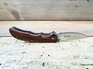 Preowned Buck Nobleman With Zebra Wood Handles Folding Pocket Knife #327, NO BOX