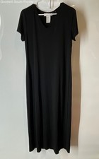 Jones New York Womens Black Short Sleeve V-Neck Regular Fit Maxi Dress Size L