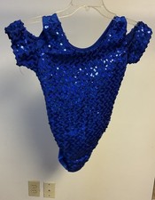 Dance Fashions Adult Medium Royal Blue Sequins Bodysuit Dance Costume