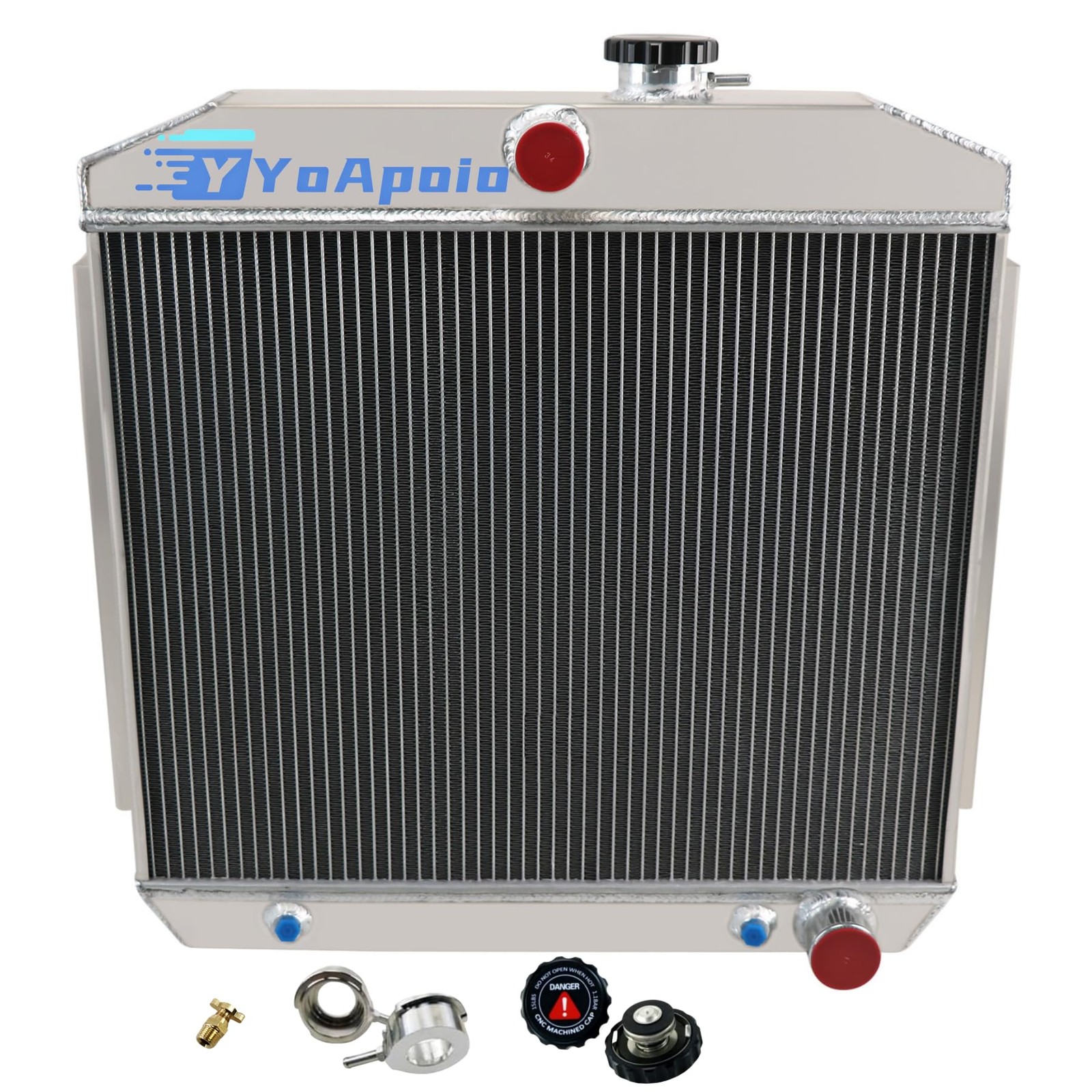 4 Row Aluminum Radiator for 1955 1957 Chevy Bel Air Nomad 210 150 V8 Engine