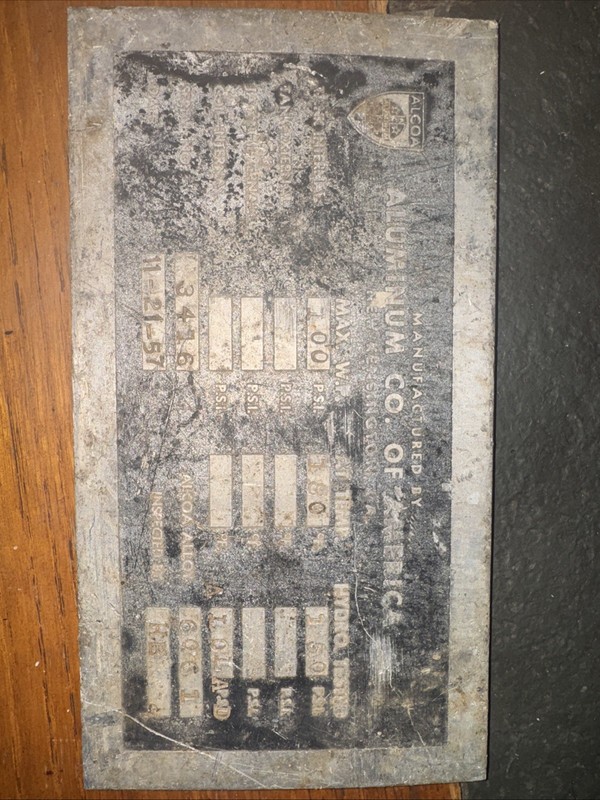 Alcoa Lab Aluminum Inspection Tag