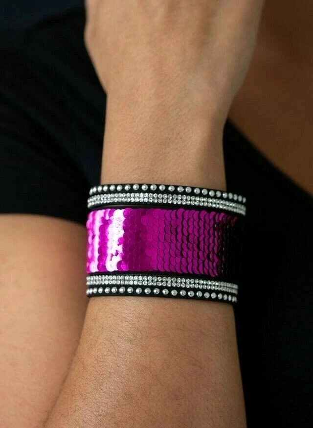 Pulsera 127-Las sirenas se divierten más rosa y negro Foto 3 de 4