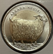 2015 Turkey Turkiye 1 Lira Angora Goat Bimetallic Commemorative Coin BU