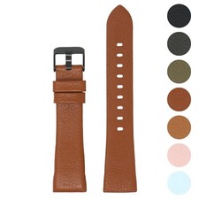StrapsCo Textured Leather Watch Band Strap for Black Fitbit Charge 3