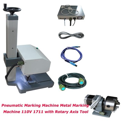 6.7''x 4.3'' 110V Pneumatic Metal Marking Engraving Logo Machine& Rotation Axis 