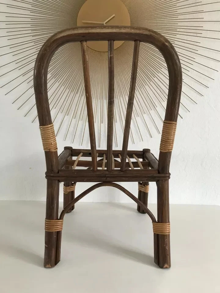 7 ⚜️ Ancienne Petite Chaise Enfant en Osier Rotin Vintage - Photo 4/4