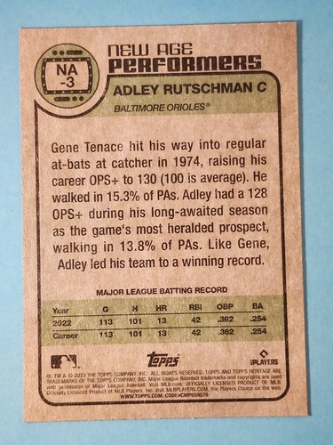 2023 Topps Heritage New Age Performers RC Adley Rutschman Orioles #NA-3 - Bild 2 von 2