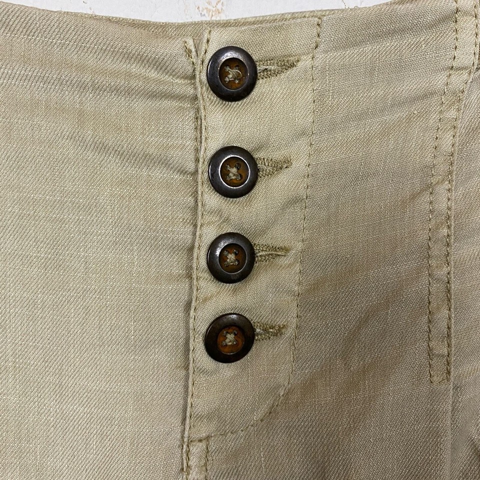 Sundance Beige Khaki Linen Tencel Blend Gaucho Capri Pants Size 6