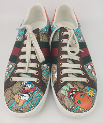 【GUCCI】Disney x Gucci Donald Duck Sneakers (25cm-28.5cm) Size 8 G - Gucci Rhyton x Disney Donald Duck sneakers ivory