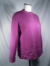 Eileen Fisher Cardigan Sweater Purple Button Up Wool Long Sleeve Women's Medium