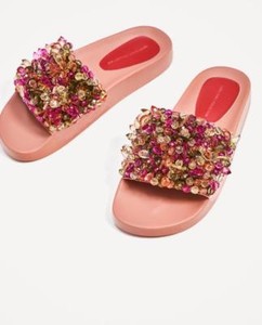 zara beaded slides