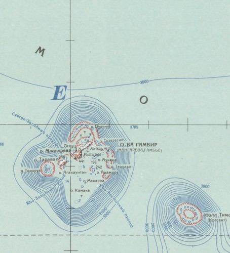 Mapas topográficos militares soviéticos rusos - ISLAS GAMBIER, 1:1 000 00, edición. 1965 - Imagen 2 de 4
