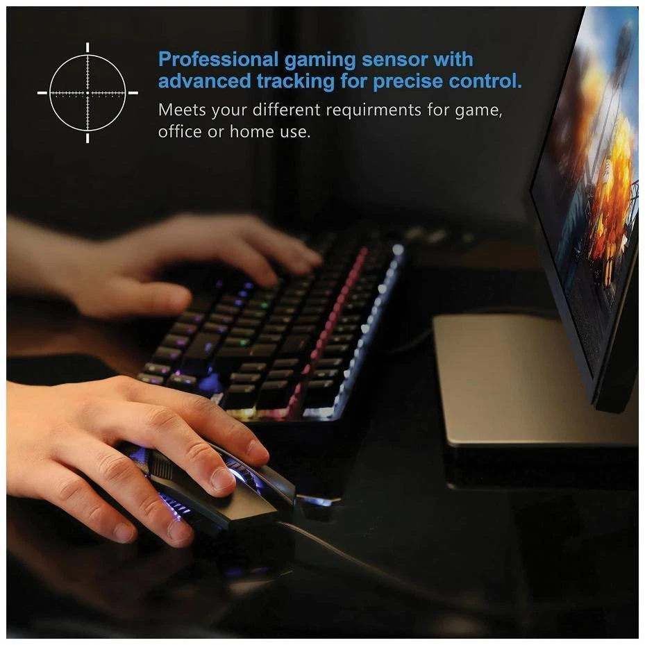 Raptor 6 Button 3200dpi Gaming Mouse, Black - M268 - Image 3 of 4