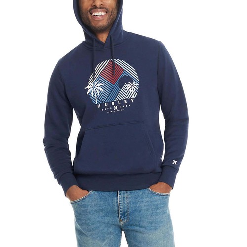 NWT Hurley Graphic Print Kangaroo Front Pocket Sweatshirt Cotton Blend Hoodie - Bild 1 von 4