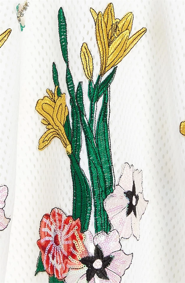 Hanna Banana 155516 Whimsical Appliqué Fit & Flare White Dress Size 8 — 第 3/4 张图片