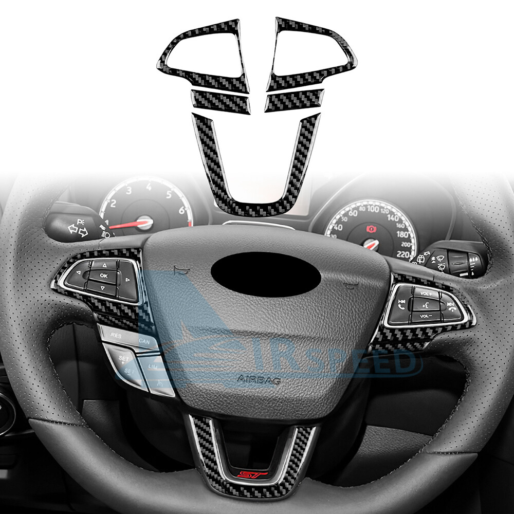 Cubierta de cuadro de botón de volante de fibra de carbono para Ford Focus SE/ST/RS 2015-2018