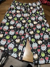 Rick And Morty Soft Fleece Black Neon Sleep Lounge Pants Mens Adult Size L