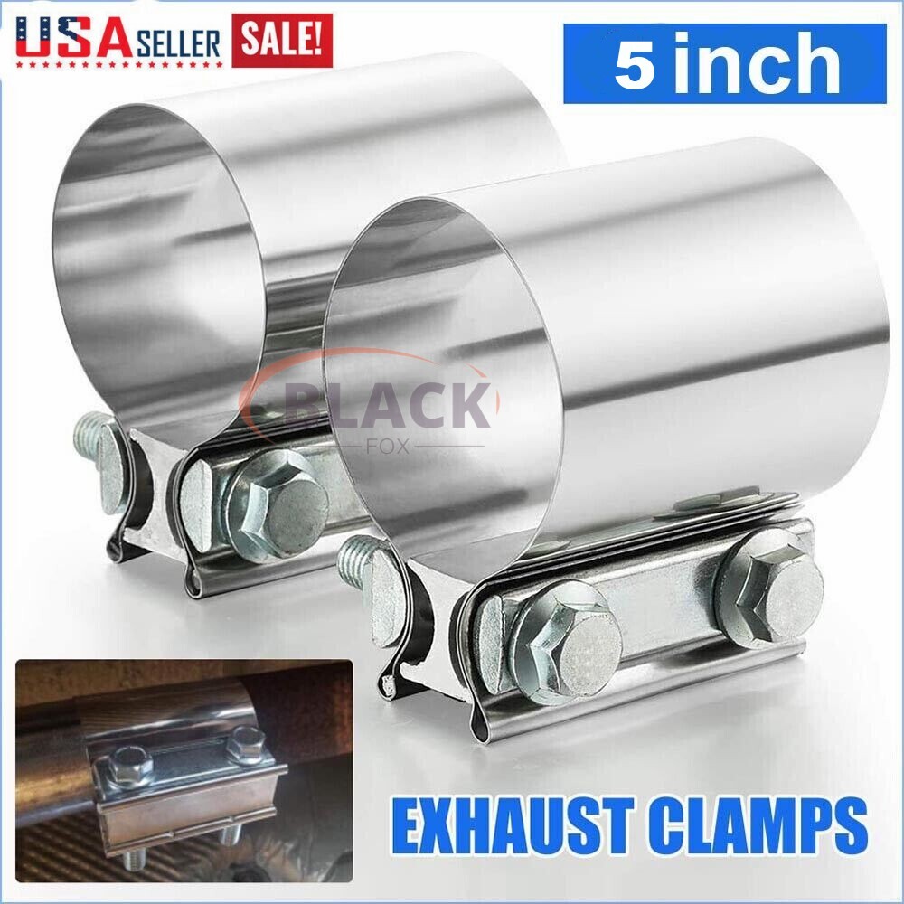 LCGP 2.5 Inch Stainless Steel Exhaust Band Clamps - 2 Pack For Muffler & Tailpipe Connections