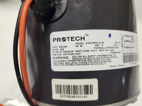 Protech/Rheem 51-102008-30 1/6 HP 208/230 V 1 PH 825 RPM. Blower Motor 48Y - Picture 4 of 11