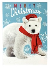 Jumbo Christmas Card Polar Bear Glitter 12  x 8.6  Hallmark Greeting Card NEW