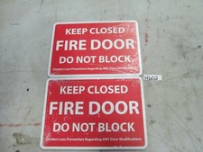 Fire Door Sign 7"x10" Sealed in Plastic Lot of 2 (New)
