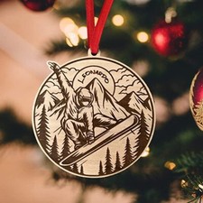 Personalized Snowboarding Wood Plastic Ornament - Custom Name Skier Ornament, Sk
