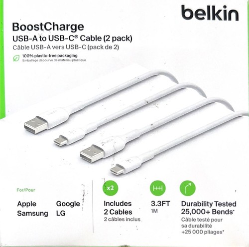 Belkin BoostCharge USB-C To USB-C Charging Cables 2 Pack 3.3' White (Open Box) - 第 1/3 張圖片