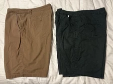 2-pr O'NEILLS Mens KHAKI Reg Fit & SLATE Original Fit BOARD SHORTS Size 36 Nice