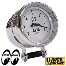 Mooneyes 2 58 6000rpm Auto Meter Tachometer White Hot Rod Mpg2891wh Free Ship