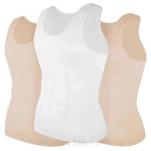 Herren 3er-Pack Schlank Body Shaper Haltung Korrektur Weste Bauch Kompression Tops USA - Bild 25 von 56