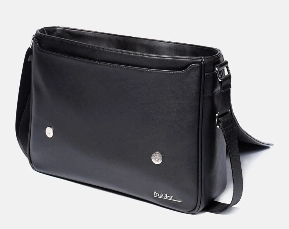 PAUL OLIVER Men s Vegan Faux Leather Messenger Tablet Laptop Shoulder Bag