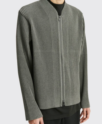 HOMME PLISSÉ ISSEY MIYAKE PLEATED LIGHT JACKET GREY MELANGE size 2