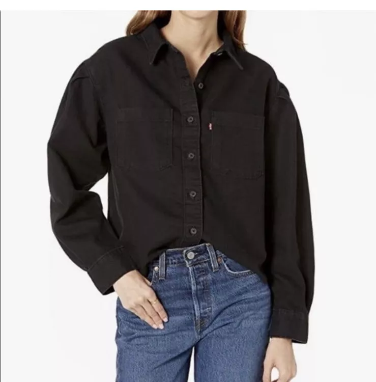levis black denim shirt womens